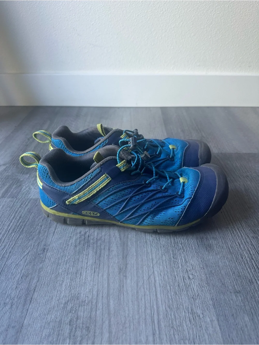 Keen Kids Blue Sneakers with Lime Accents